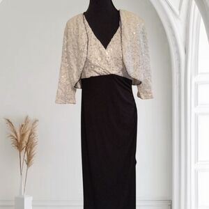 2 Pcs Elegant Black and Cream Evening Dress